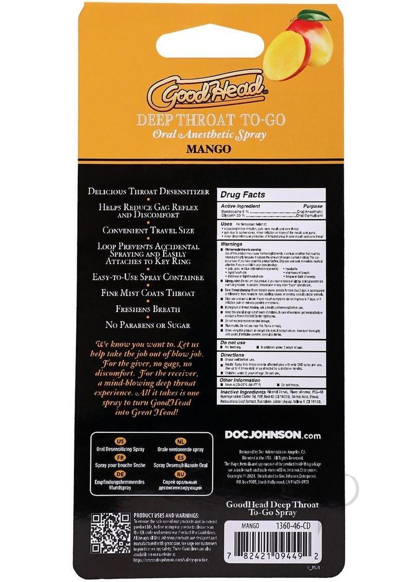 Goodhead Deep Throat Spray To Go Mango