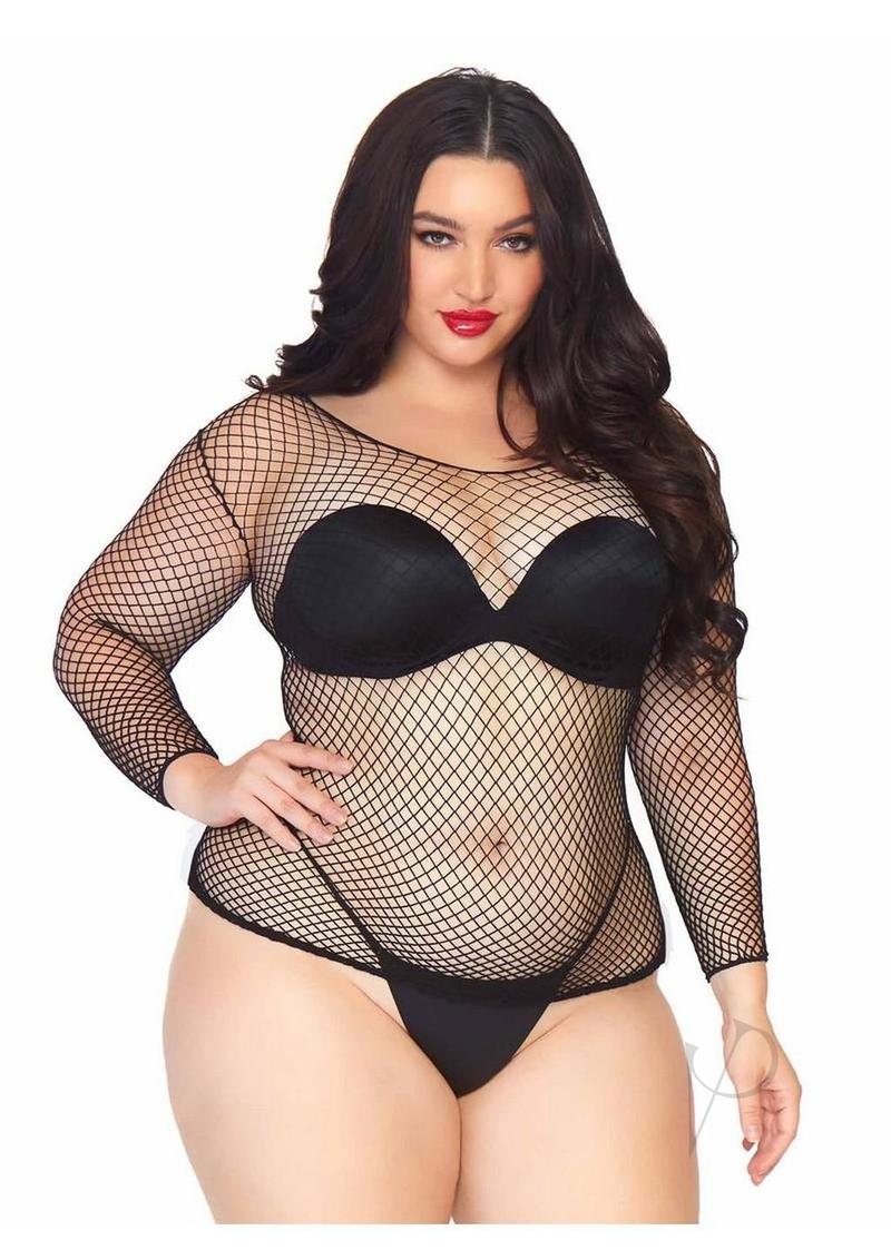 Spandex Long Sleeve Net Shirt 1x2x Blk