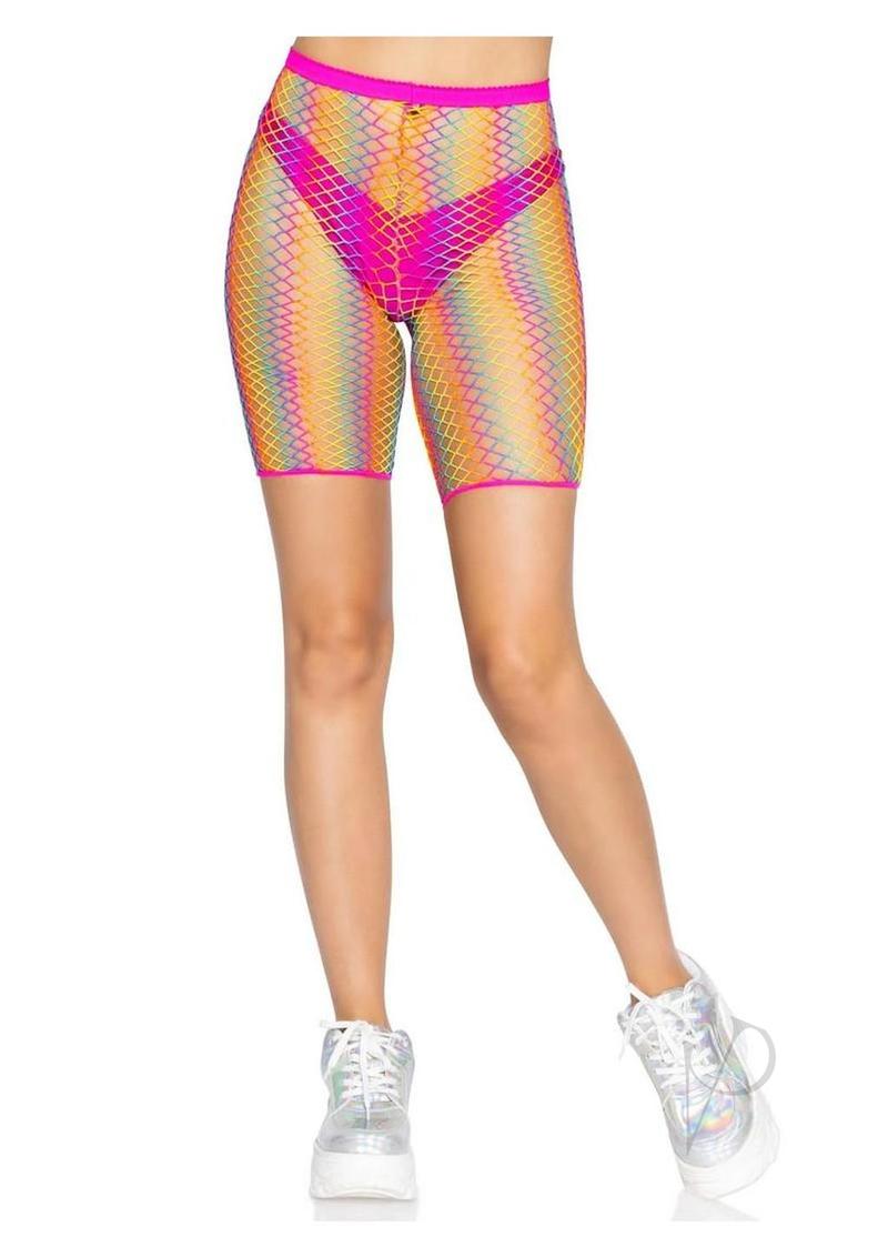 Ombre Rainbow Woven Net Biker Short Os