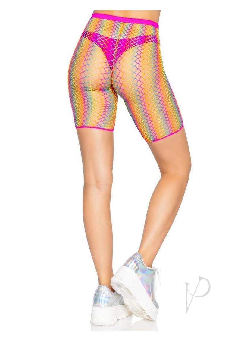 Ombre Rainbow Woven Net Biker Short Os