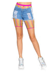 Ombre Rainbow Woven Net Biker Short Os
