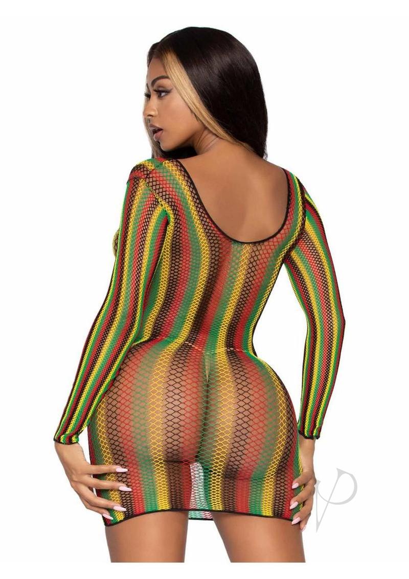 Rasta Net Lng Sleeve Mini Dress Os Multi