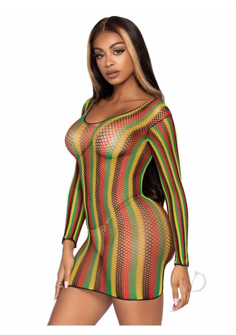 Rasta Net Lng Sleeve Mini Dress Os Multi