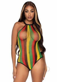 Rasta Net Snap Racer Back Suit Os Blk