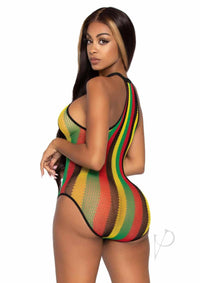 Rasta Net Snap Racer Back Suit Os Blk