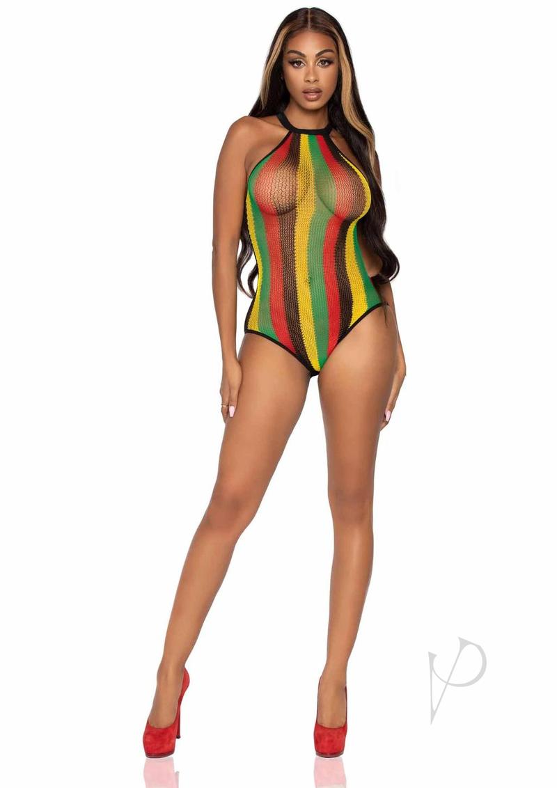 Rasta Net Snap Racer Back Suit Os Blk