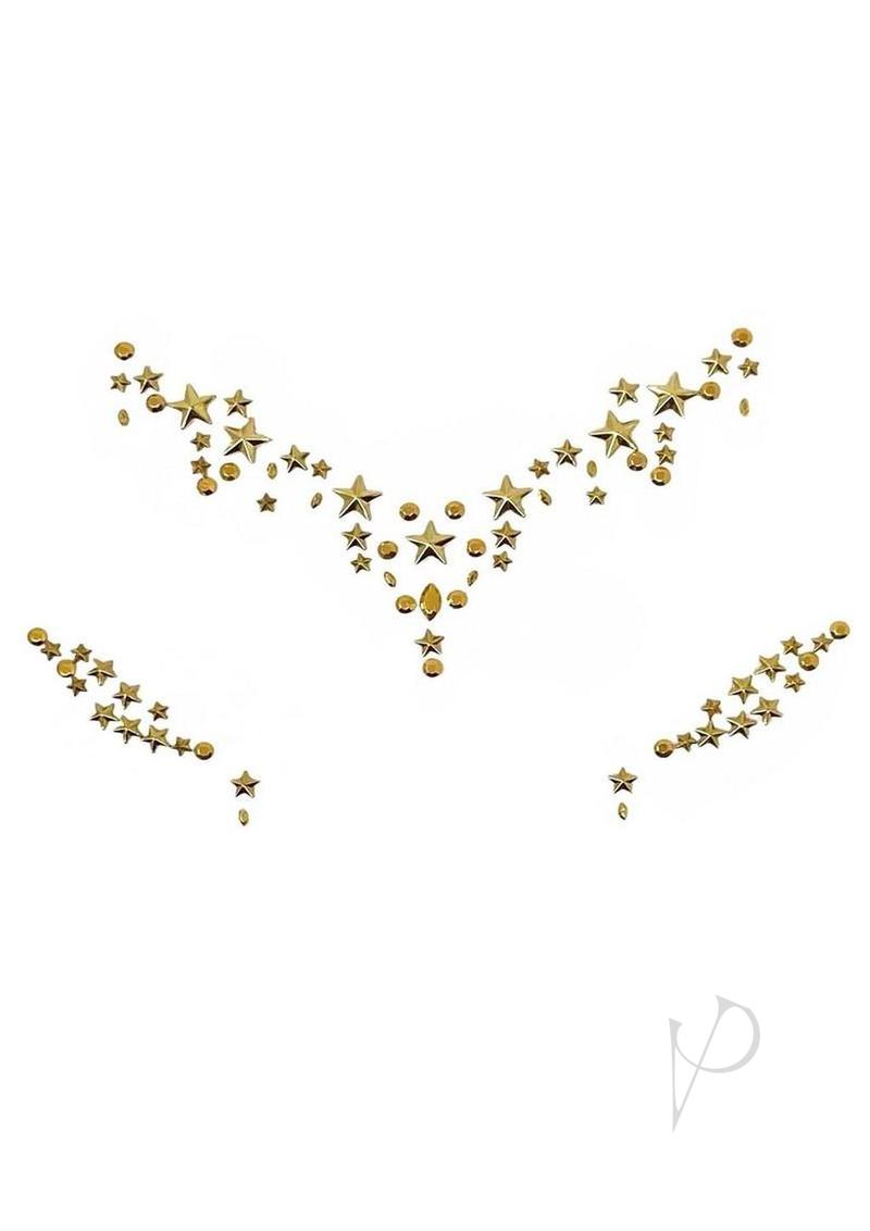 Star Sign Face Jewels Sticker Gld