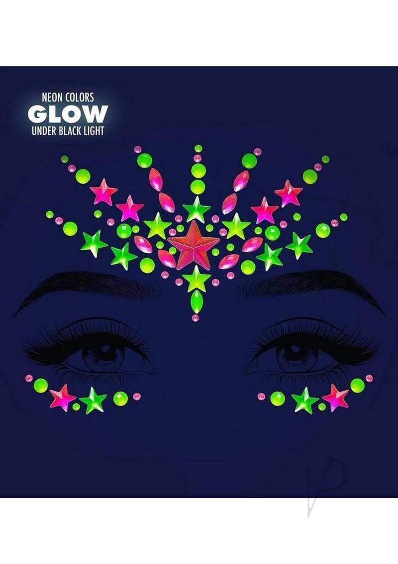 Vibe Neon Face Jewel Sticker Glitter 2pk