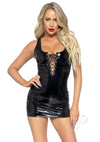 Vinyl Lace Up Mini Dress Md Black