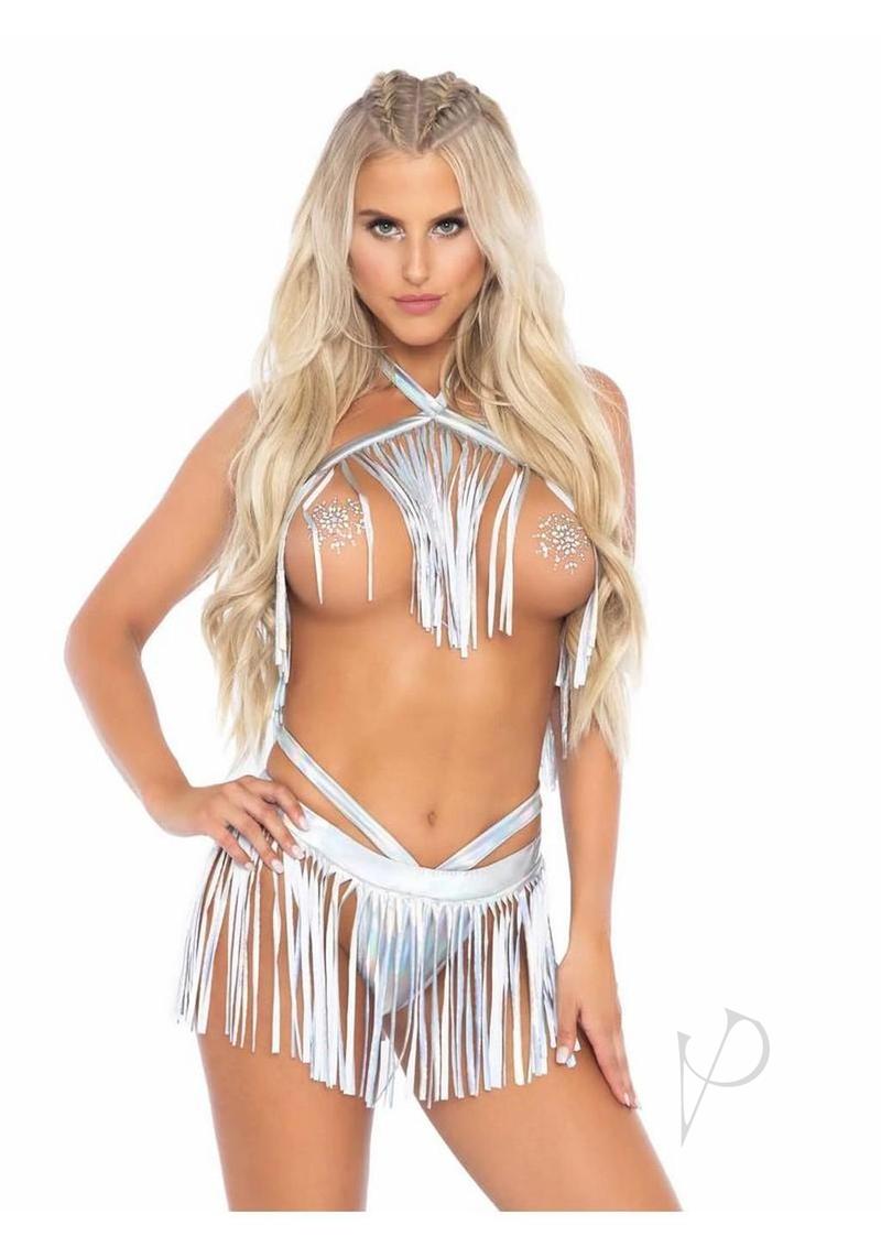 Fringe Halter And Bikini Md/lg Slv 2pc