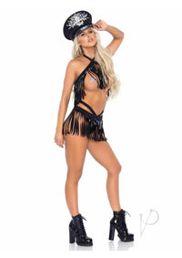 Fringe Halter And Bikini Md/lg Blk 2pc