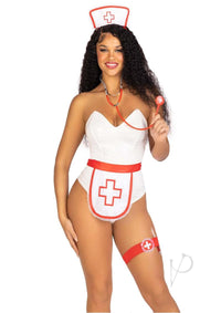 Nurse Costume 5pc Wht/red