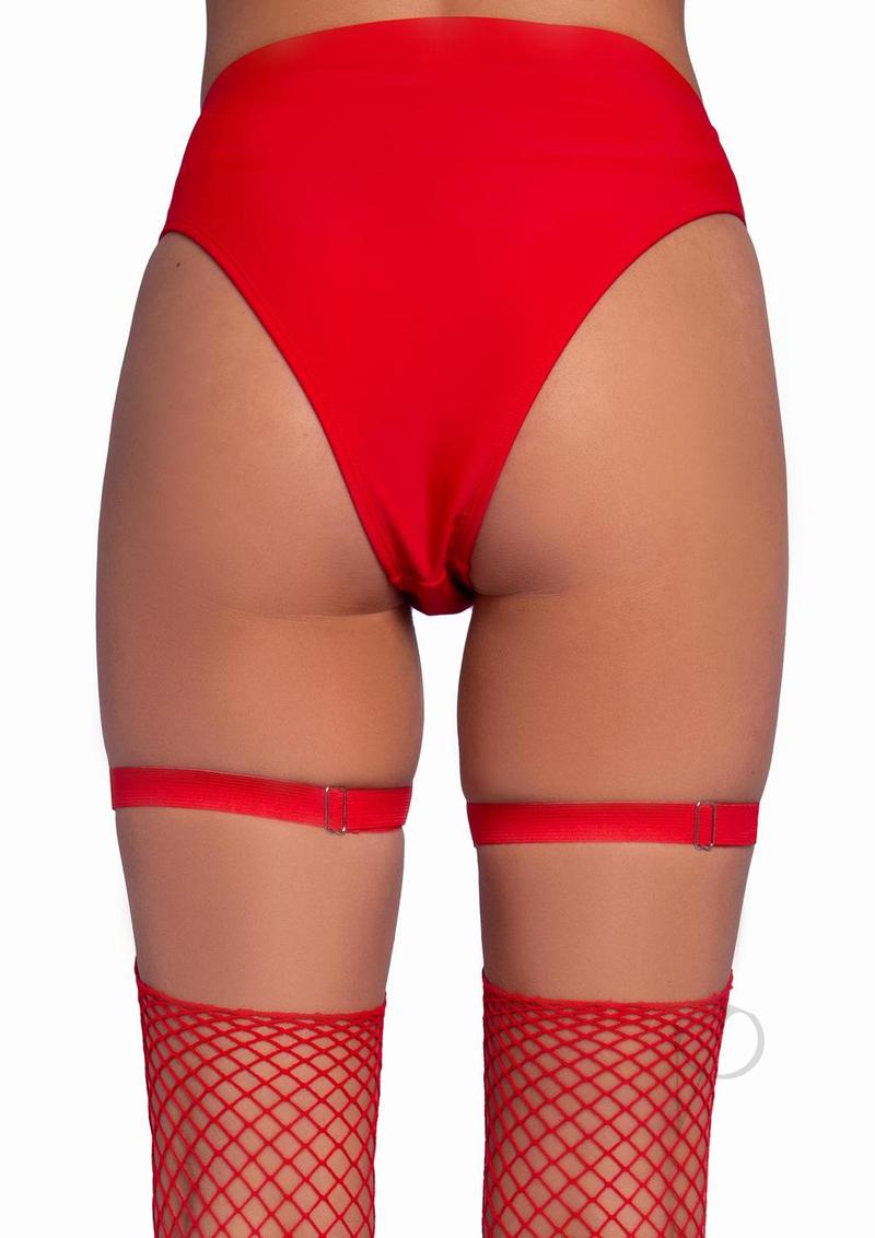 Dual Strap Stud Thighhigh Garter Red Os