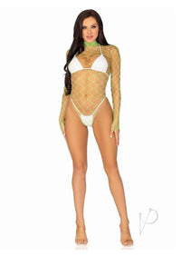 Fence Net Snap Crotch Sleeve Suit Os Grn