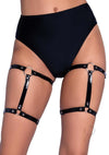 Dual Strap Stud Thighhigh Garter Blk Os