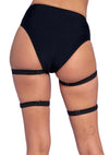 Dual Strap Stud Thighhigh Garter Blk Os