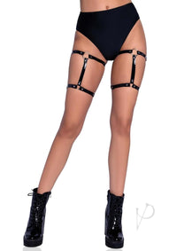 Dual Strap Stud Thighhigh Garter Blk Os