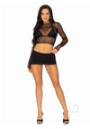 Fishnet Gloved Crop Top Blk