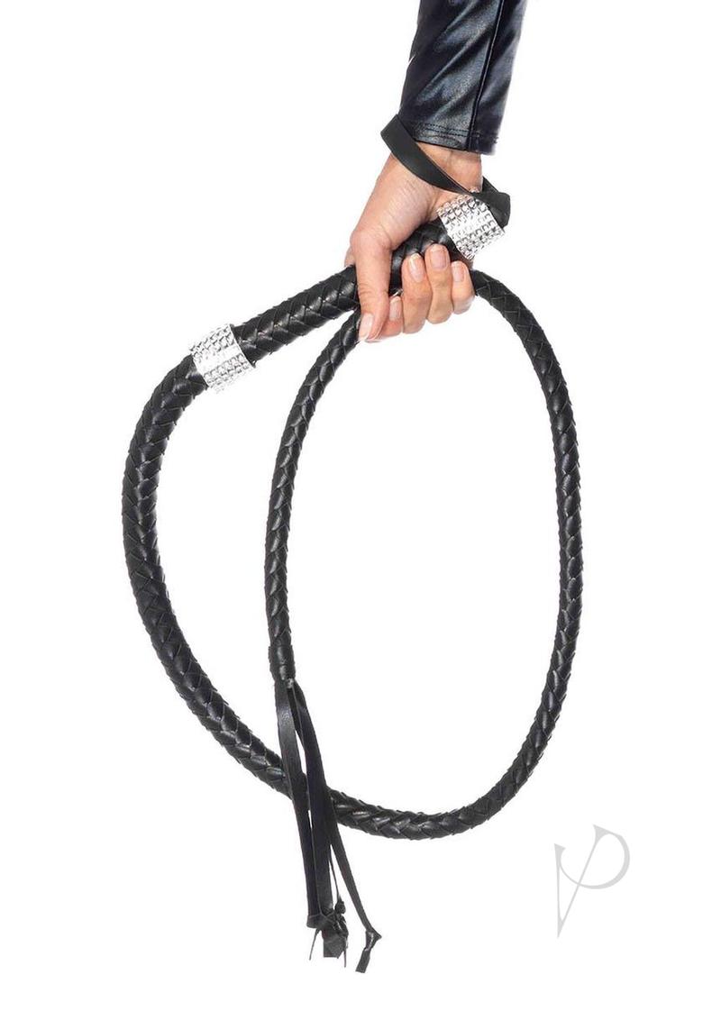Braided Whip Rhinestone Handle 54 Blk