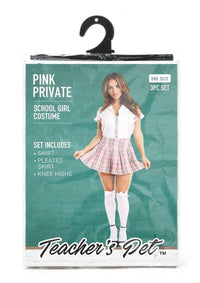 Tp Private Schoolgirl Costume 3pc Pnk Os