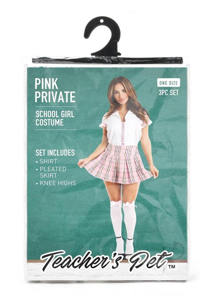 Tp Private Schoolgirl Costume 3pc Pnk Os