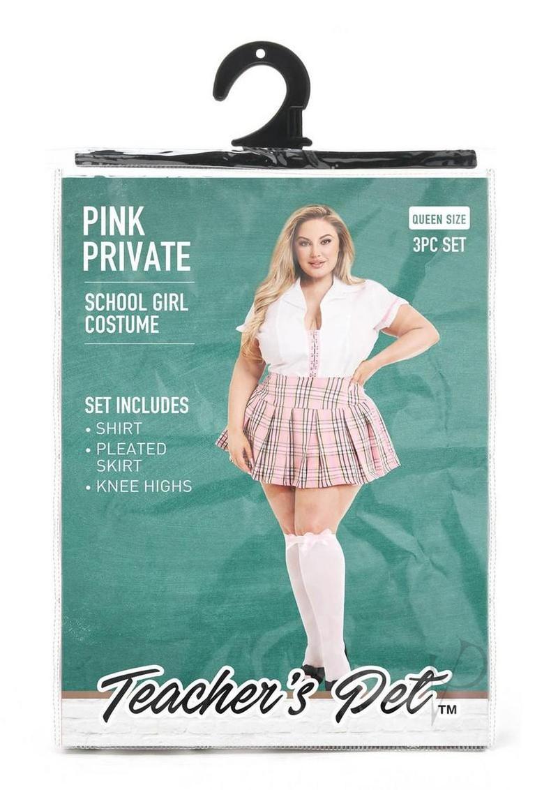 Tp Private Schoolgirl Costume 3pc Pnk Qs