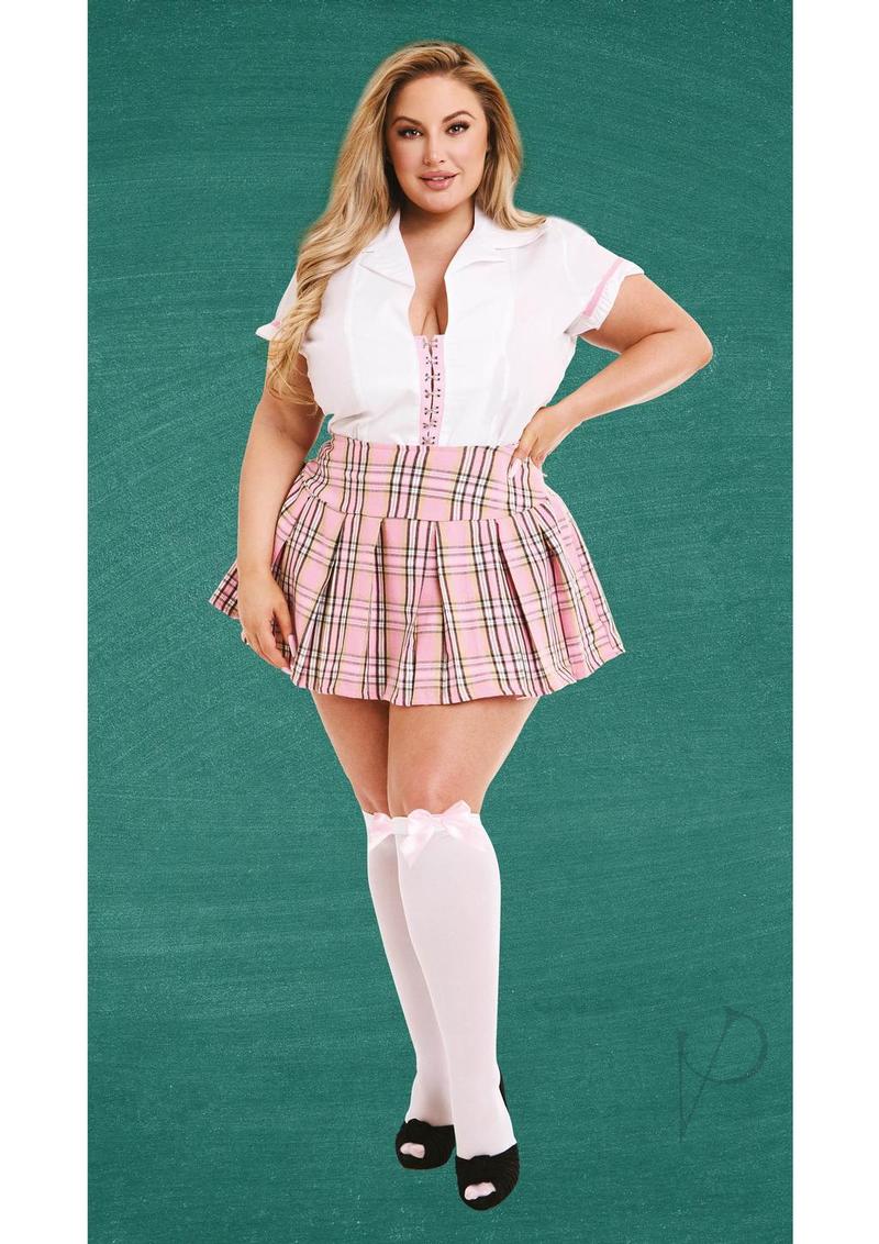 Tp Private Schoolgirl Costume 3pc Pnk Qs