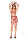 Shimmer Bra Gstring Wrist Os Red/slv 4pc