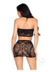 Lace Bra Mini Skirt Rose Os Blk 2pc