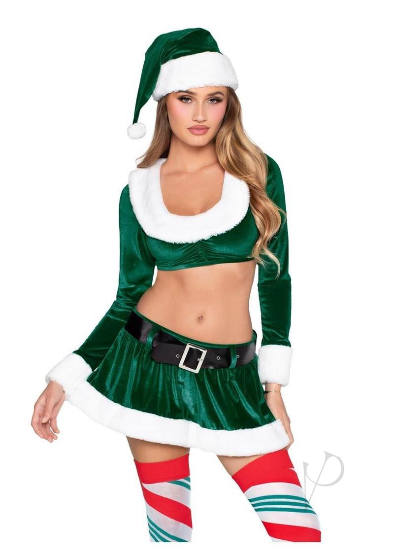Hoho Hottie Costume Lg Grn/wht 4pc