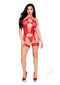 Heart Halter And G String Os Red 2pc