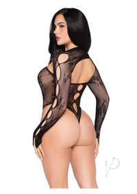Keyhole Crotch Teddy Shrug Os Blk 2pc