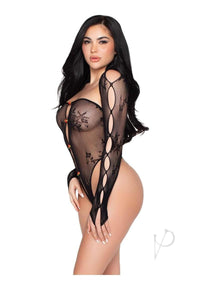 Keyhole Crotch Teddy Shrug Os Blk 2pc