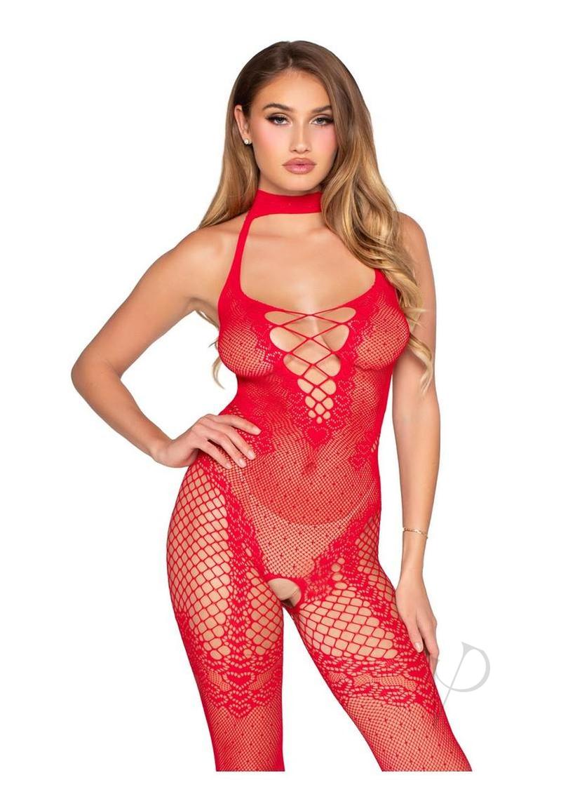 Seamless Dotted Crotch Jumpsuit Os Red