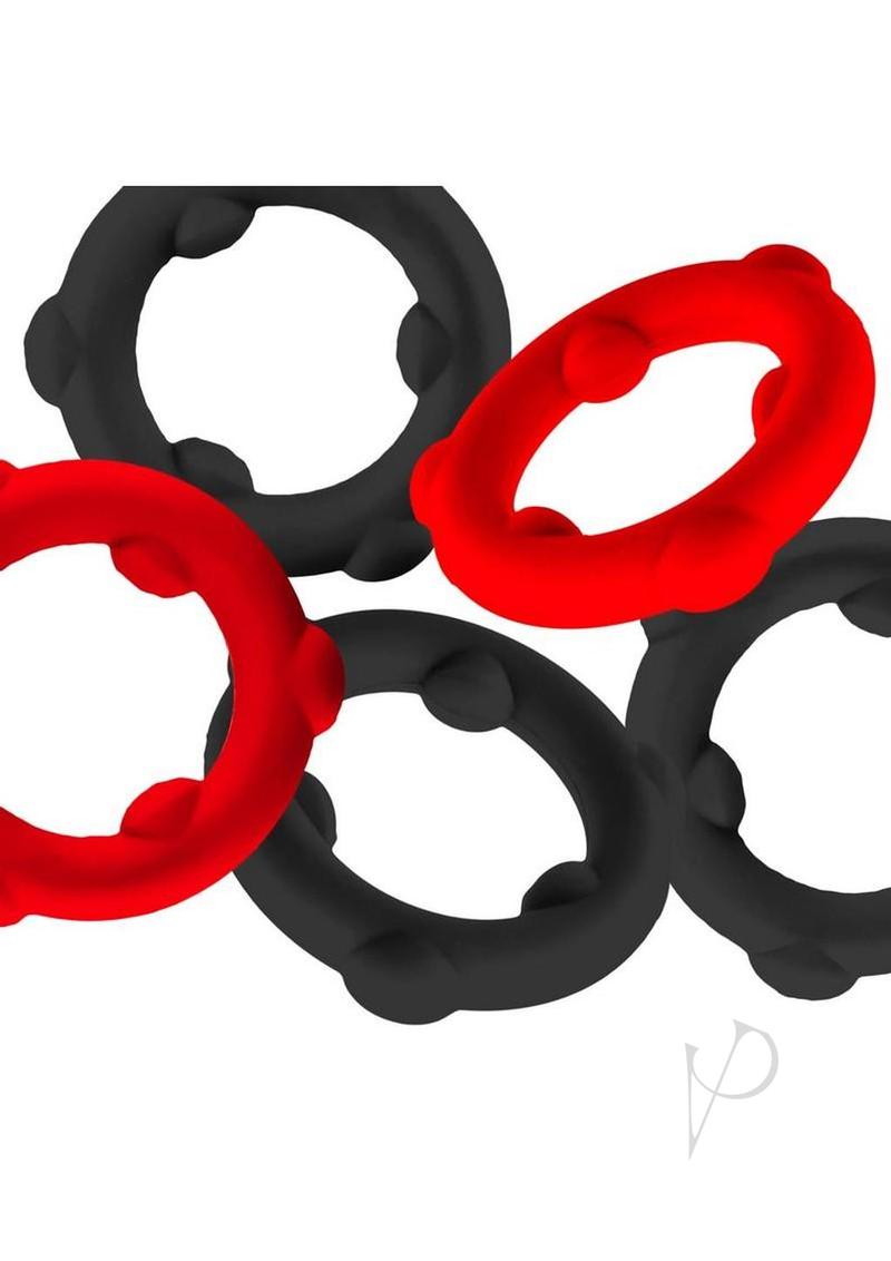 Gearheads Spinner Rings 5pk Red/blk