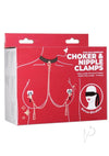 Punishment Choker Nipple Clamp Rose Gld