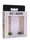 Sandm Indica Crystal Nipple Clips Grn/gld