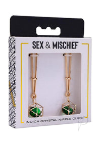 Sandm Indica Crystal Nipple Clips Grn/gld