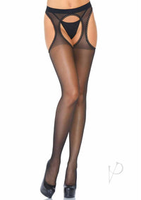 Spandex Scalloped Suspender Tight Os Blk