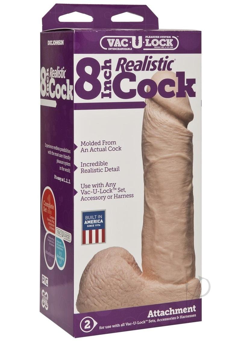 Vac U Lock 8 Realistic White Cock