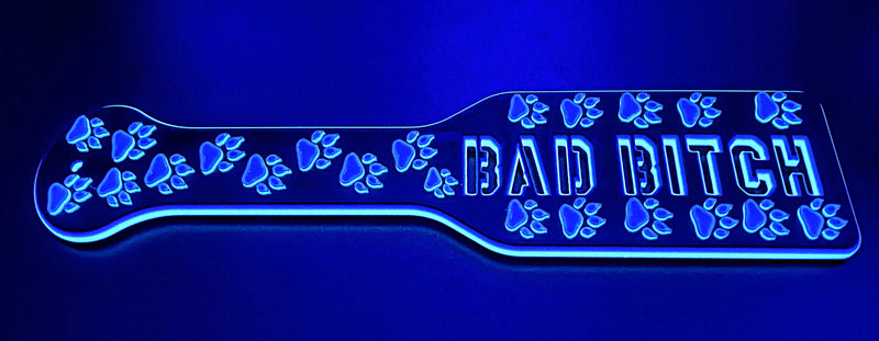 3D Printed Spanking Paddle BAD BITCH Orange Blue and Glow in the Dark