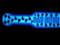 3D Printed Spanking Paddle BAD BITCH Glow in the Dark and Silver