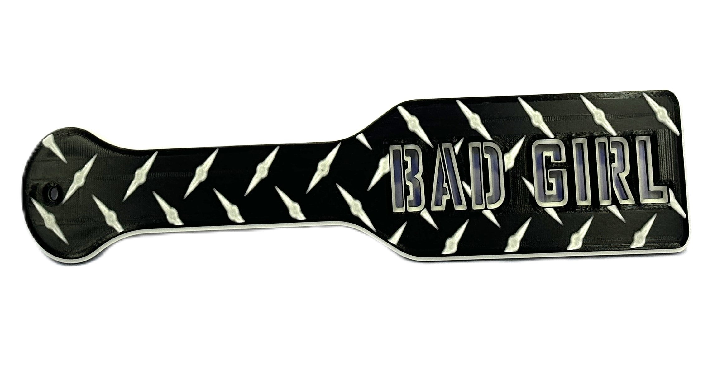 3D Printed Spanking Paddle BAD GIRL Black and Glow in the Dark