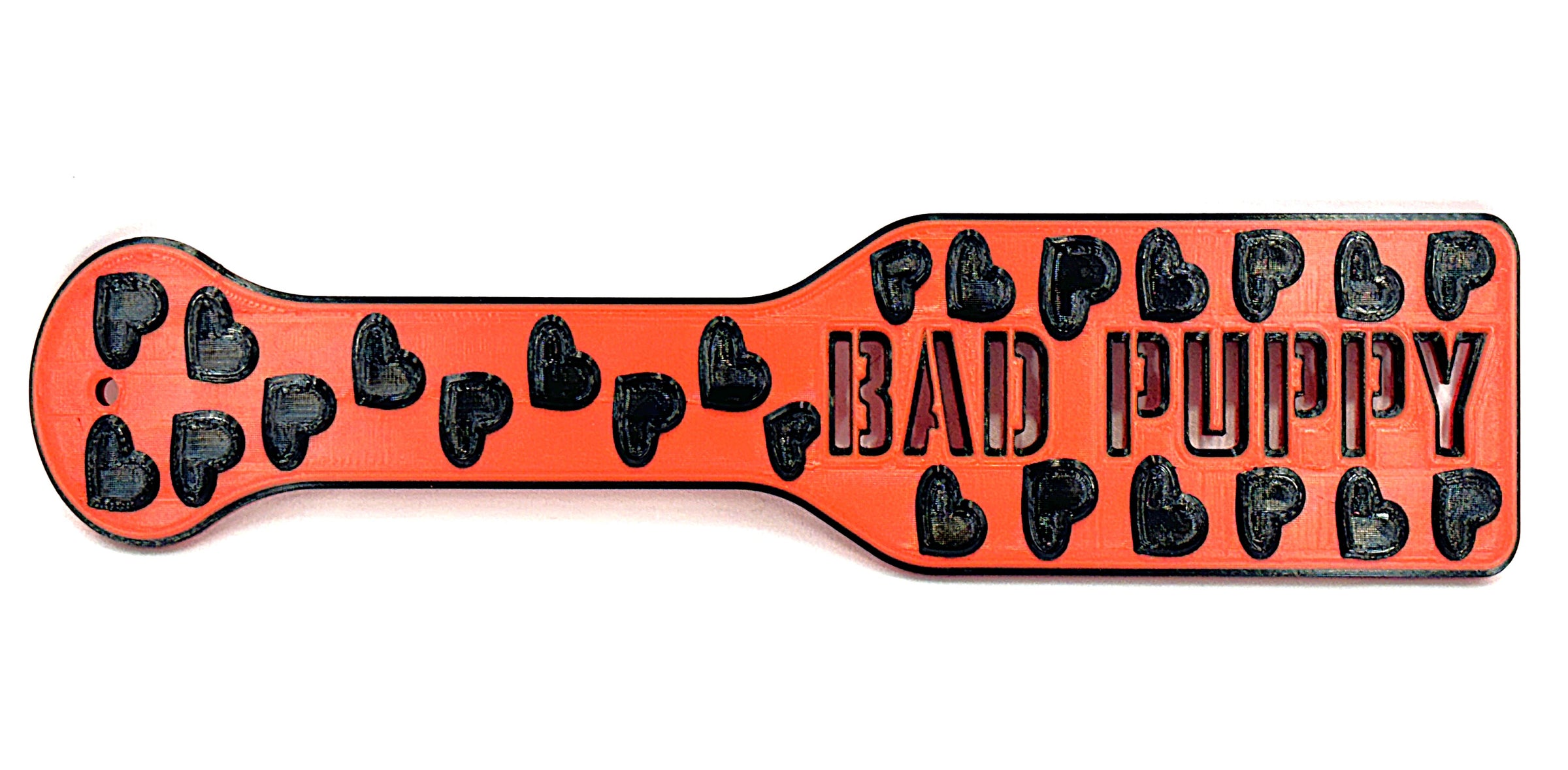 3D Printed Spanking Paddle BAD PUPPY Red and Black