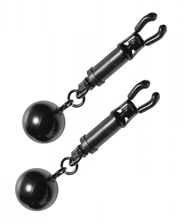 BLACK BARREL NIPPLE CLAMPS WITH BALL WEIGHTS