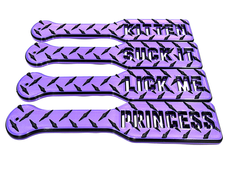 Bondage Spanking Paddle Purple and Black Diamond Plate