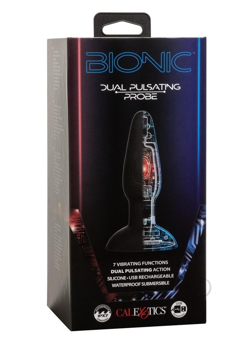 Bionic Dual Pulsating Probe Rechargeable Silicone Anal Stimulator Black