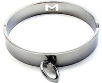 CHROME BONDAGE COLLAR WITH MAGNETIC LOCKING PIN