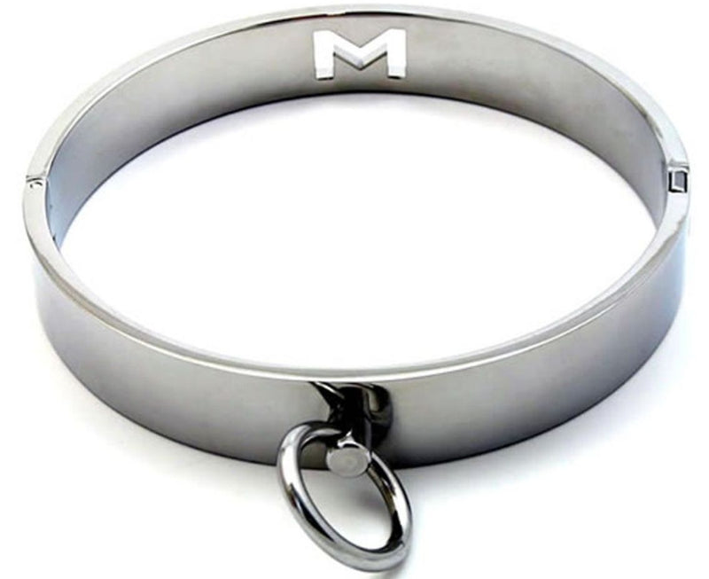 CHROME BONDAGE COLLAR WITH MAGNETIC LOCKING PIN