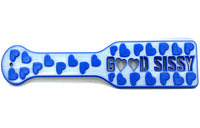 3D Printed Spanking Paddle GOOD SISSY Blue and Glow in the Dark